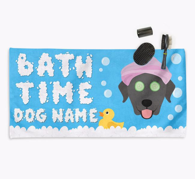 'Bubble Bath Time' Personalised Dog Towel for your {breedCommonName}